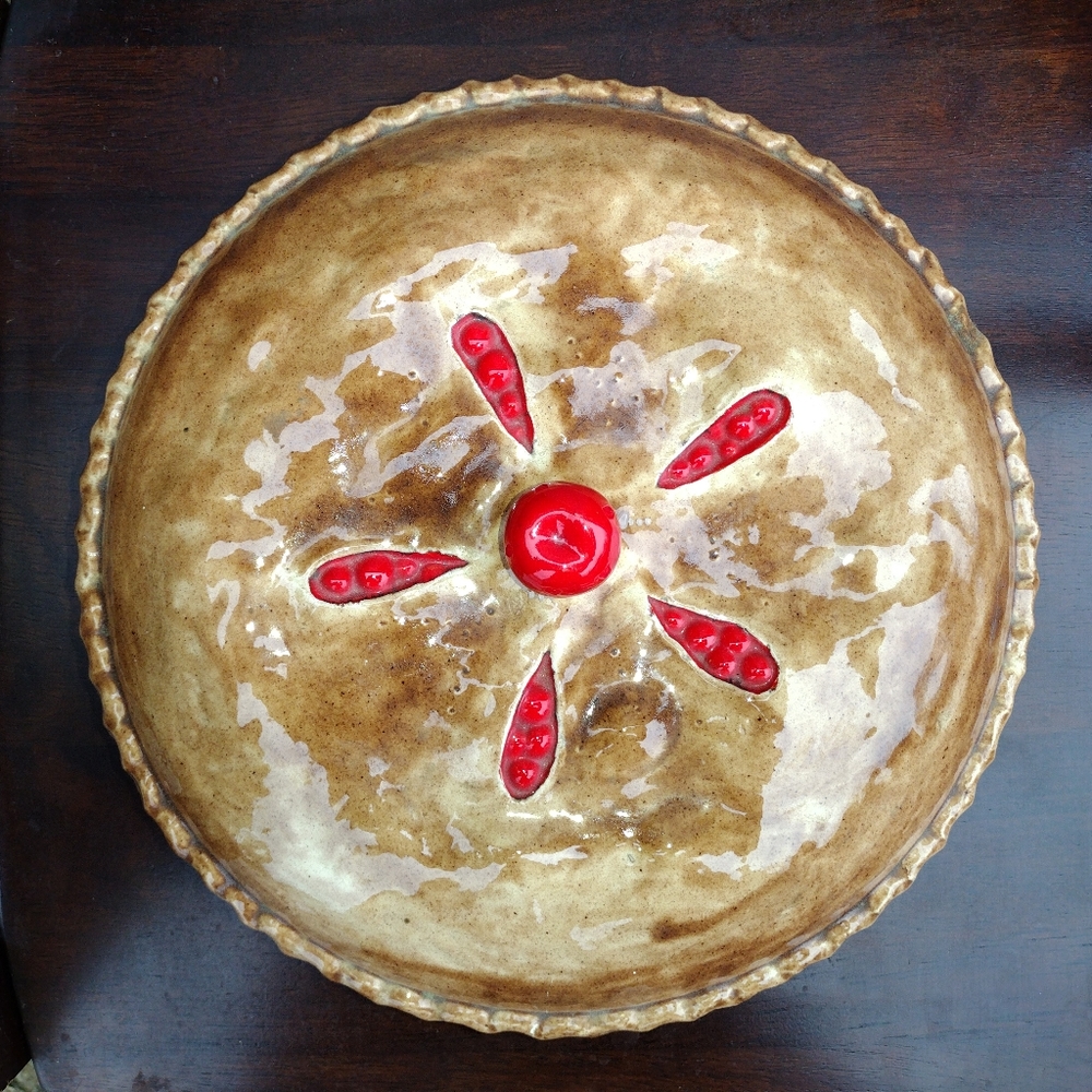 Vintage Cherry Pie Dish, Vintage Pie Dish with Lid, Southern Cherry Pie Plate